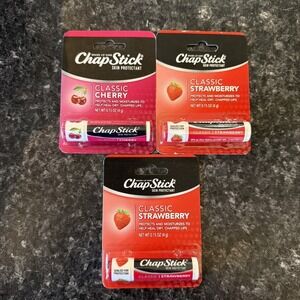 Chapstick 3 Pack Strawberry & Cherry Classic Skin Protection